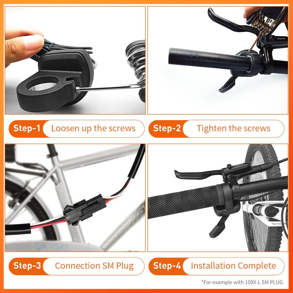 Ebike Thumb Throttle WUXING 108X Finger Throttle 24V 36V 48V 60V 72V Universal voltage Left Right Thumb Throttle for E Scooter Throttles 2