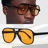 Retro Pilot Sunglasses Glasses Vintage Oversized Male Eyeglasses Yellow Lens Driving Oculos De Sol Masculino