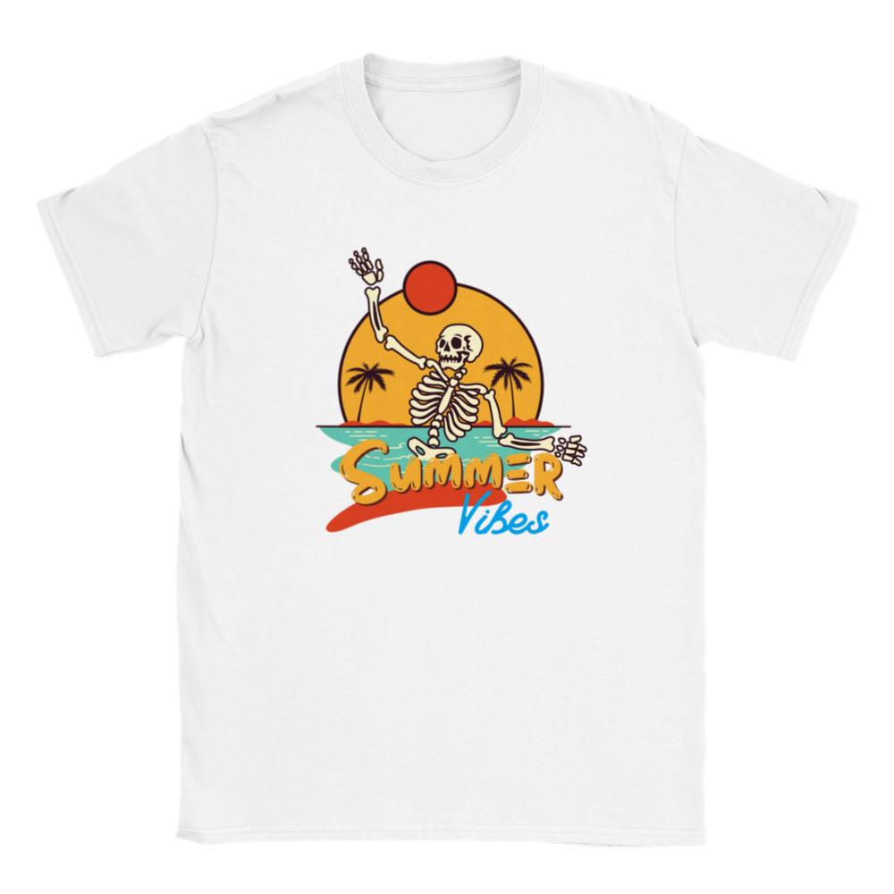 Summer Vibes - Skeleton Playing on the Beach - Unisex Crewneck T-shirt Unisex T-Shirt