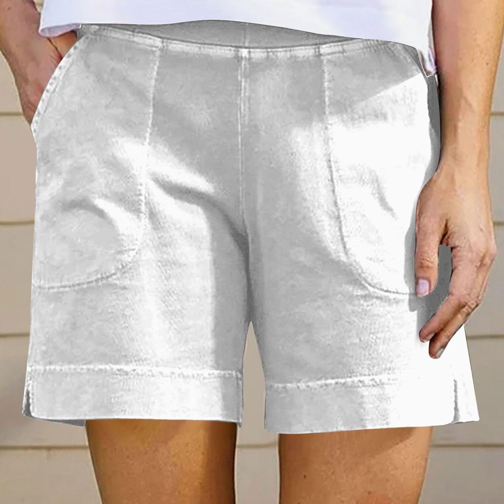 Женские повседневные летние эластичные пляжные шорты однотонные повседневные шорты