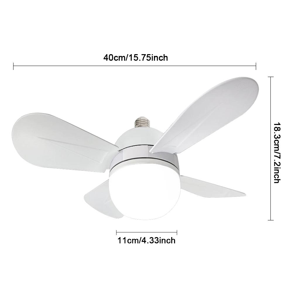 EY# 48W Ceiling Fan Light 15.75 Inch 4 Blades E26/E27 Socket Fan Lamp (White)