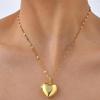 Gold-Tone Women's Copper Heart Locket Necklace with Stainless Steel Chain
