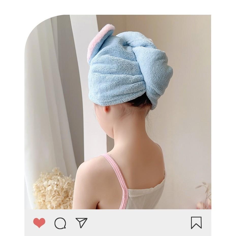 Dry Hair Hat for Women Absorbent Parent-child Headscarf Coral Fleece Rabbit Dry Quick Drying Hair Hat for Students Dry Hair Towel