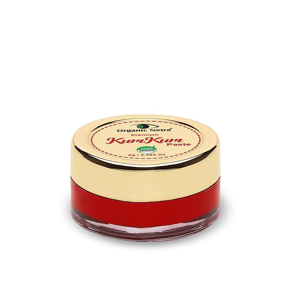 Organic Netra Premium Kumkum (Sindoor) Paste Waterproof Natural Organic Red Color 0.2 Oz