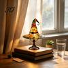 Retro Witch Hat Night Light Desk Lamp, USB Plug-in Light, Stained Glass Style Resin Table Lamp for Halloween Autumn Thanksgiving Home Decor,