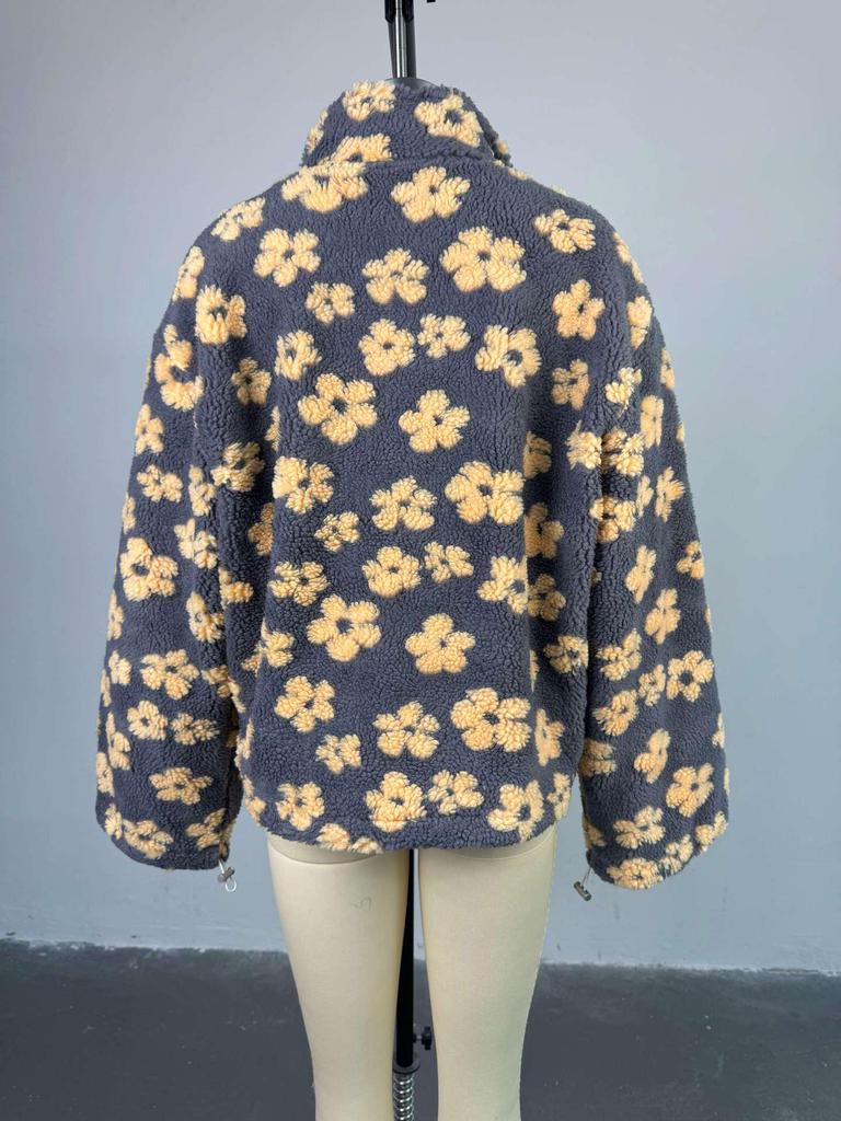 Spring 2025 Women's Lambswool Print Loose Zip-Up Sweatshirt