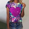 Футболка с 3D-принтом Love Heart, женская мода, свободная футболка, Harajuku, топы с коротким рукавом, футболки, подарок на День святого Валентина, футболка с круглым вырезом