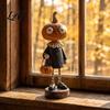 Fall Seasonal Fireplace Accents Halloween Pumpkin/Skeleton Figurine Resin Desktop Ornament Retro Cartoon Small Statue for Office Desk Humanoid