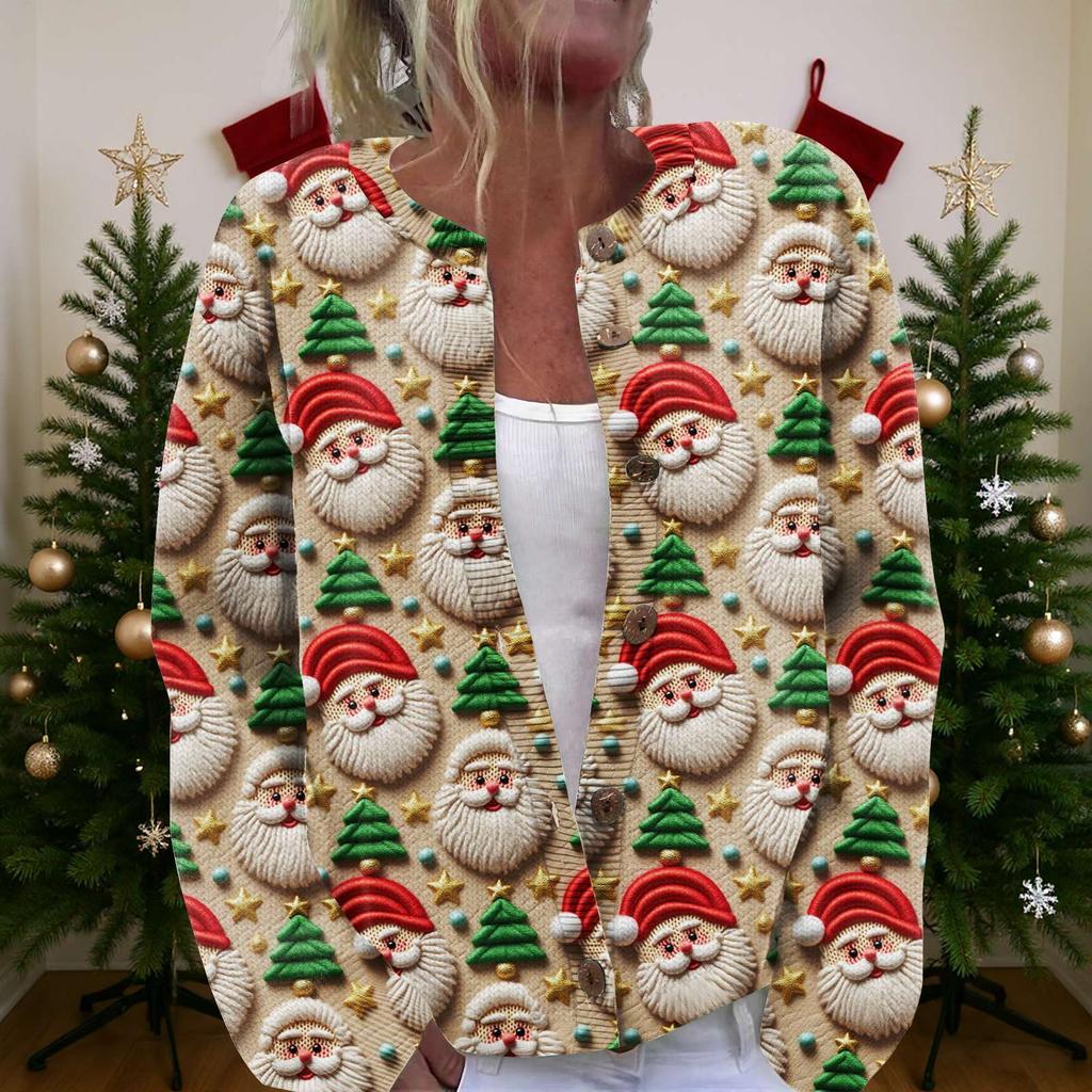 Женский рождественский свитер Милый забавный рождественский свитер Осень и зима Свитер с длинным рукавом вязаный