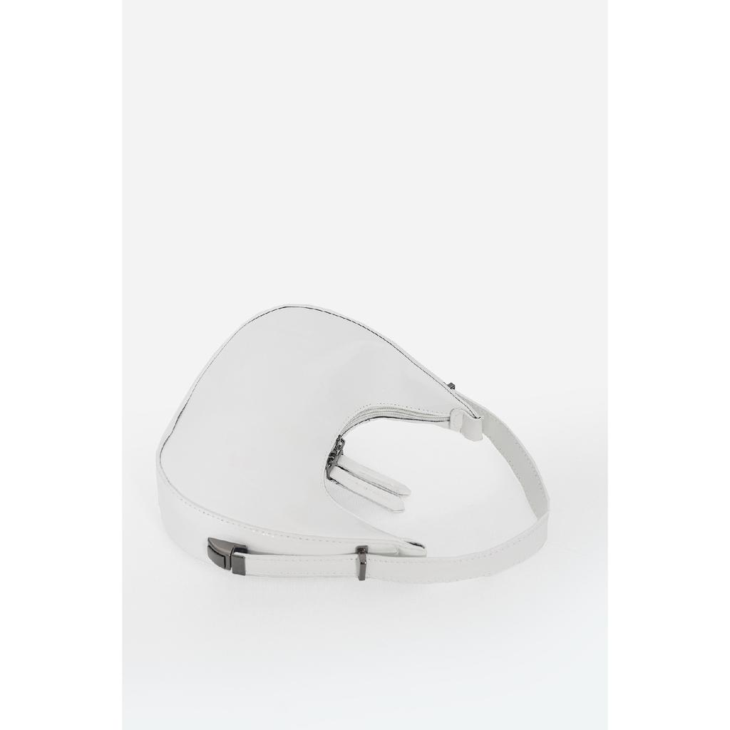 Женская бордово-красная сумка на плечо из лакированной кожи с детальным ремешком