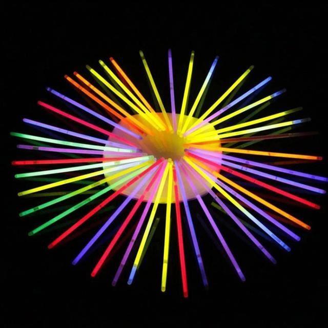 BATON LUMINEUX,Coloré--Bâtons lumineux fluorescents pour événements, 100 pièces, fournitures de Festival, pour fête, colliers, Brace