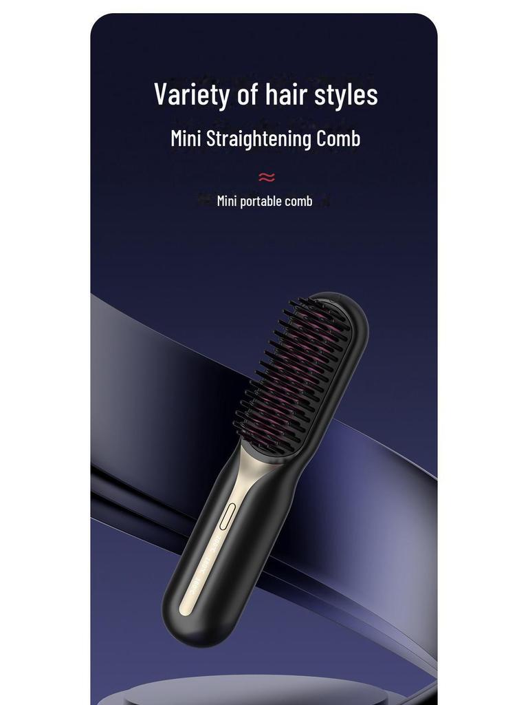 Портативный беспроводной выпрямитель для волос двойного назначения с отрицательными ионами — выпрямление и завивка без повреждения волос, простая зарядка.