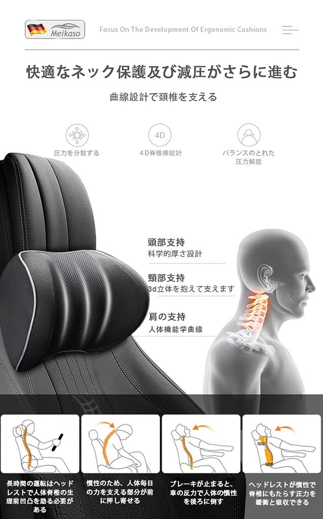 Подушка для шеи Meikaso, Подушка для автомобиля, Подушка для шеи из пены с памятью, Сертифицировано SGS, 100D высокой плотности