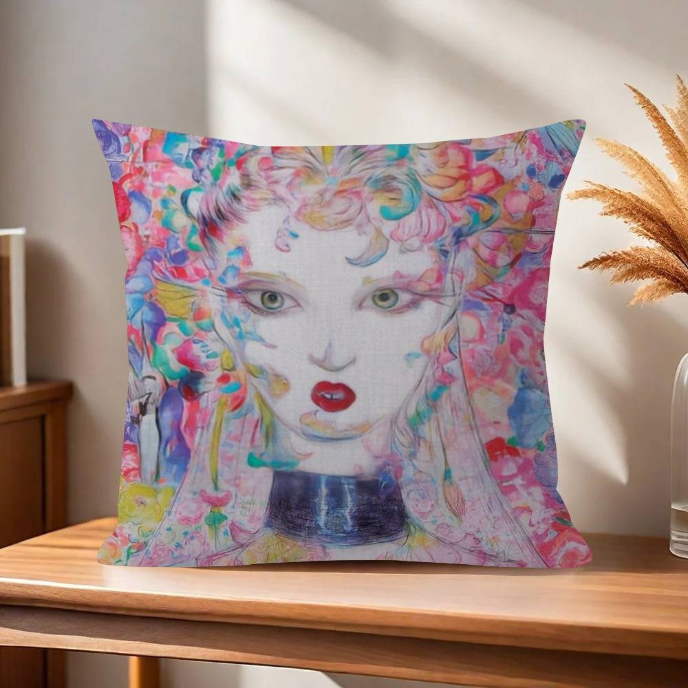 Painting YYoshitaka Amano Art Pillow Gift Home Office Decoration Bedroom Sofa Car Cushion Cover case x