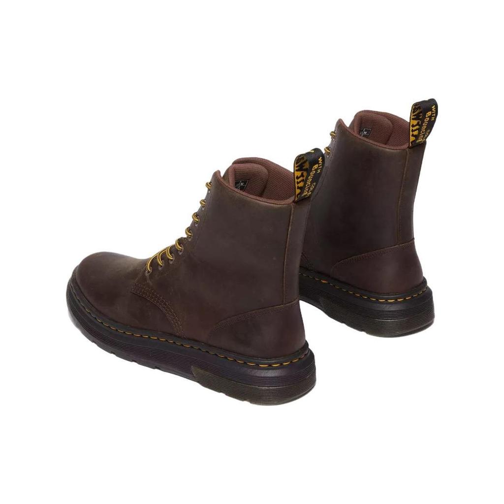 Dr. Martens Leather Round Toe Lace-Up Short Martin Boots Unisex Boots Dark-Brown 31368201