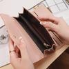 Женский длинный модный кошелек с тремя отделениями и отделениями для карт, из промасленной вощеной кожи в корейском стиле, большой вместимости.