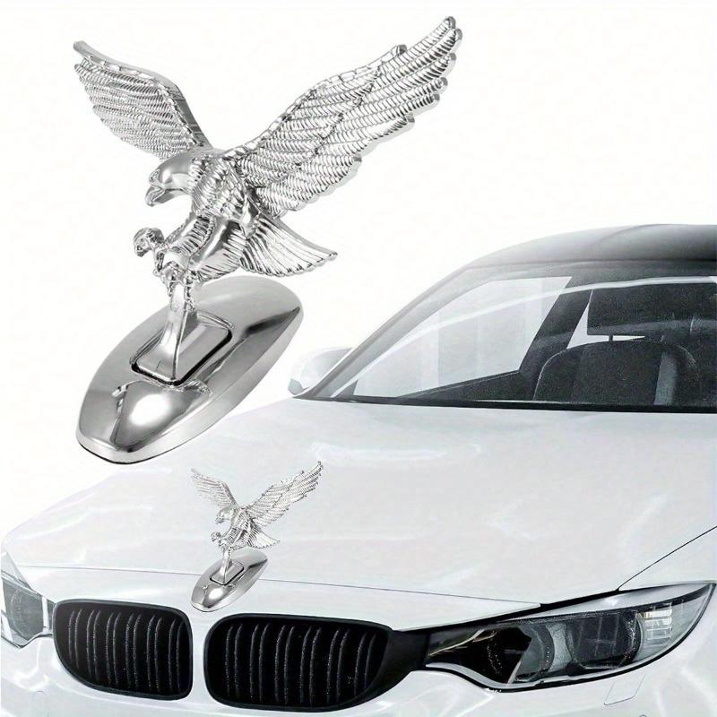 1pc Silver Eagle Shaped Car Ornament with Waterproof Self-adhesive and Rustproof Engine Hood Eagle Stand, Chrome Plated Car Decoration