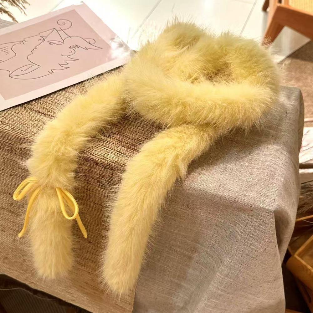 Пушистый шарф с бантом, Харадзюку, женский шарф, элегантный шарф-бант в стиле Y2k, уличная одежда