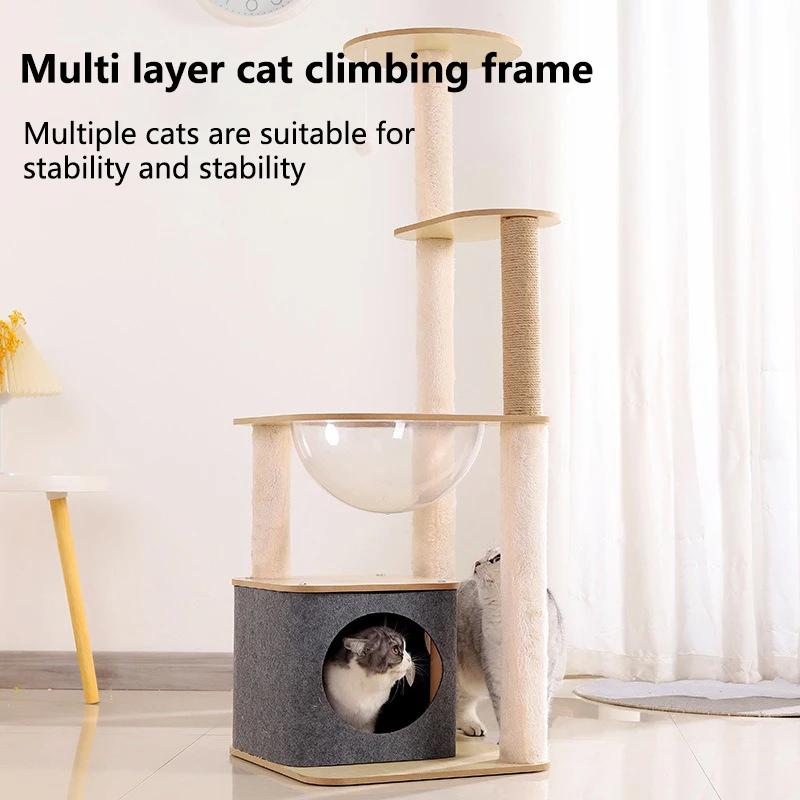 Новая Когтеточка-Игровой Комплекс Роскошная Космическая Капсула Большая Кошачья Вилла Четыре Сезона Кошачьи Игрушки Универсальная Игра Сон Все-в-одном Товары для Животных