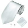 Men's Fashion Solid Color Suits Ties Necktie Cufflinks Hanky Set Tuxedo Suit