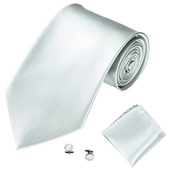 Men's Fashion Solid Color Suits Ties Necktie Cufflinks Hanky Set Tuxedo Suit