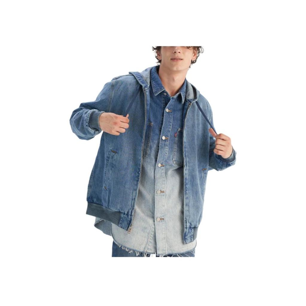 Levis Куртка джинсовая однотонная с капюшоном и молнией Мужские куртки 0017J-0000