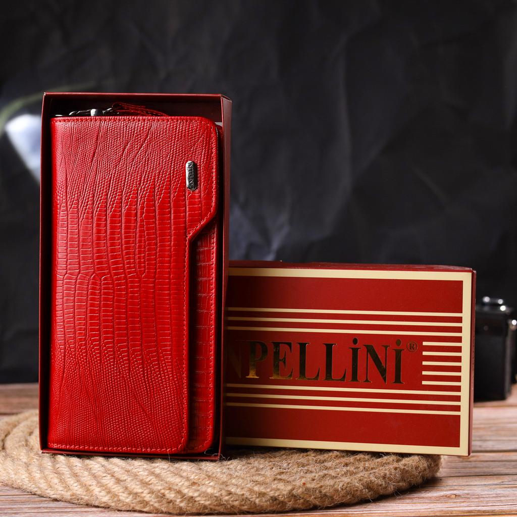 Женское портмоне клатч из натуральной кожи CANPELLINI Wallet 21534 Красное