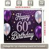 Двумерный фон "С 60-летием" фиолетово-золотой с шарами и звездами