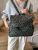 Холщовый рюкзак с леопардовым принтом - Женская повседневная сумка большой вместимости для поездок на работу