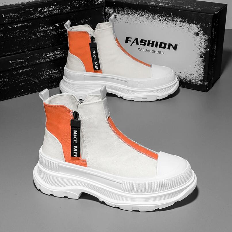 2024 Мужские высокие кроссовки Gang Повседневные легкие удобные туфли для скейтбординга Прогулочные туфли на плоской подошве Осенний тренд Платформа Мужские вулканизированные туфли