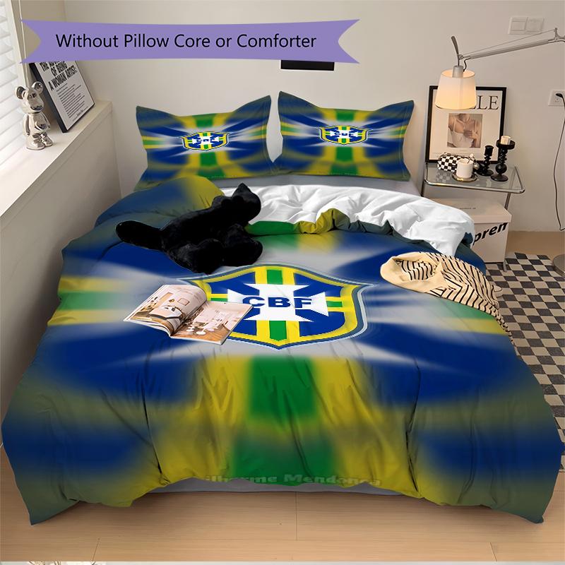 3Pcs Brazilian Football Crest Bedding Sets For All Sizes New 3D Printed Bed Cover Comforter Duvet Cover Pillowcase Bedroom Decoration