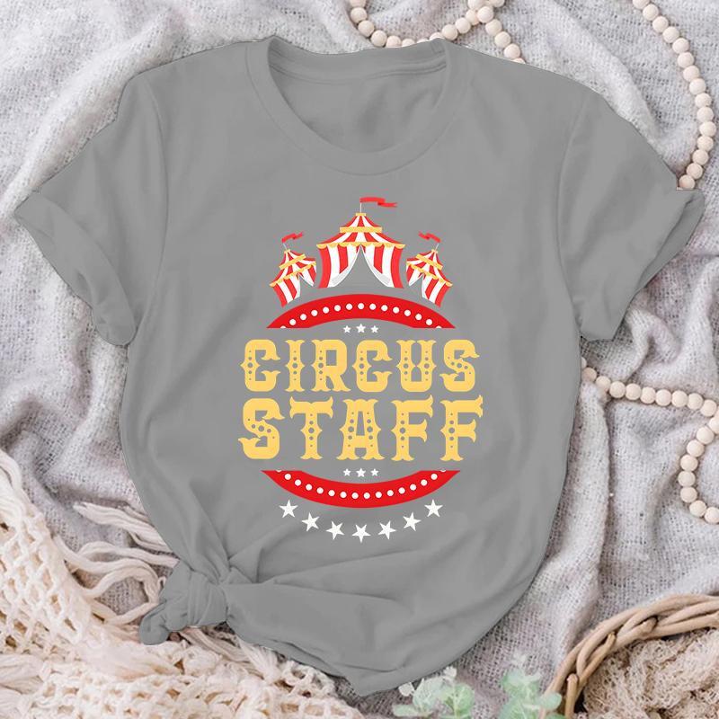 Футболка с принтом Circus Staff, летняя повседневная футболка с коротким рукавом, модные свободные футболки