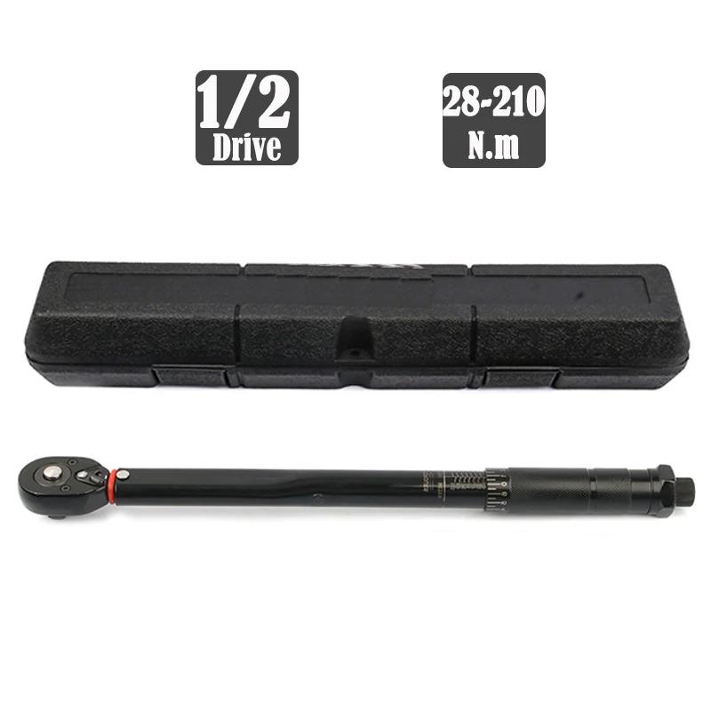 Динамометрический ключ 5-210 Н.м. Квадратный привод 1/2'' 3/8'' 1/4'' с заданным крутящим моментом для велосипеда. Двусторонний трещоточный ключ для автомобиля, велосипеда, ручные инструменты для автомобилей