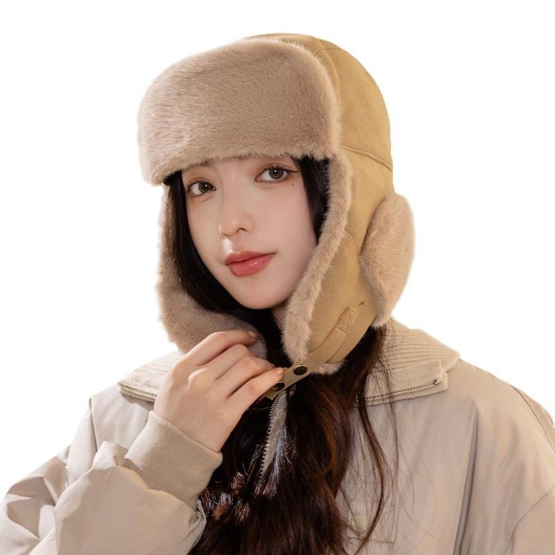 Осень и зима замшевая плюшевая шапка женская утолщенная защита ушей зимняя теплая для велоспорта, катания на лыжах, от холода
