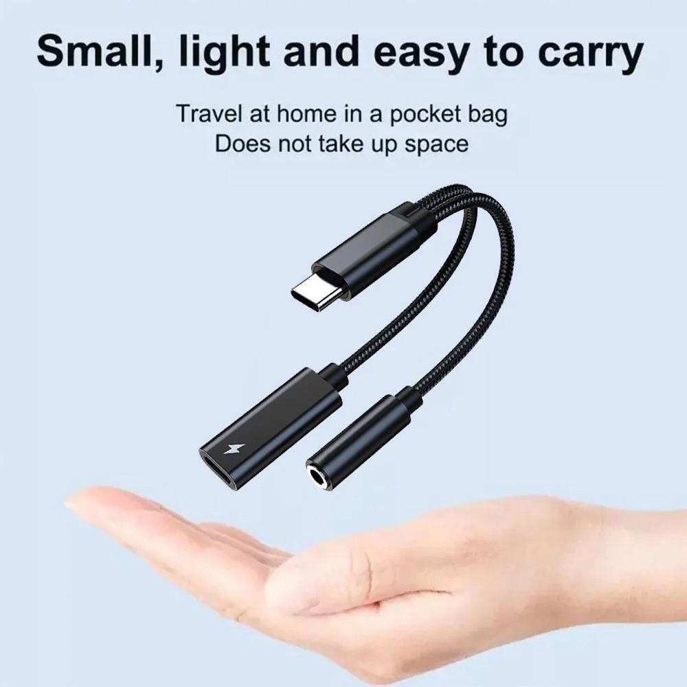 Multi-Function 2 in 1 USB C Splitter Universal Type-C To AUX Adapter Headphone Use