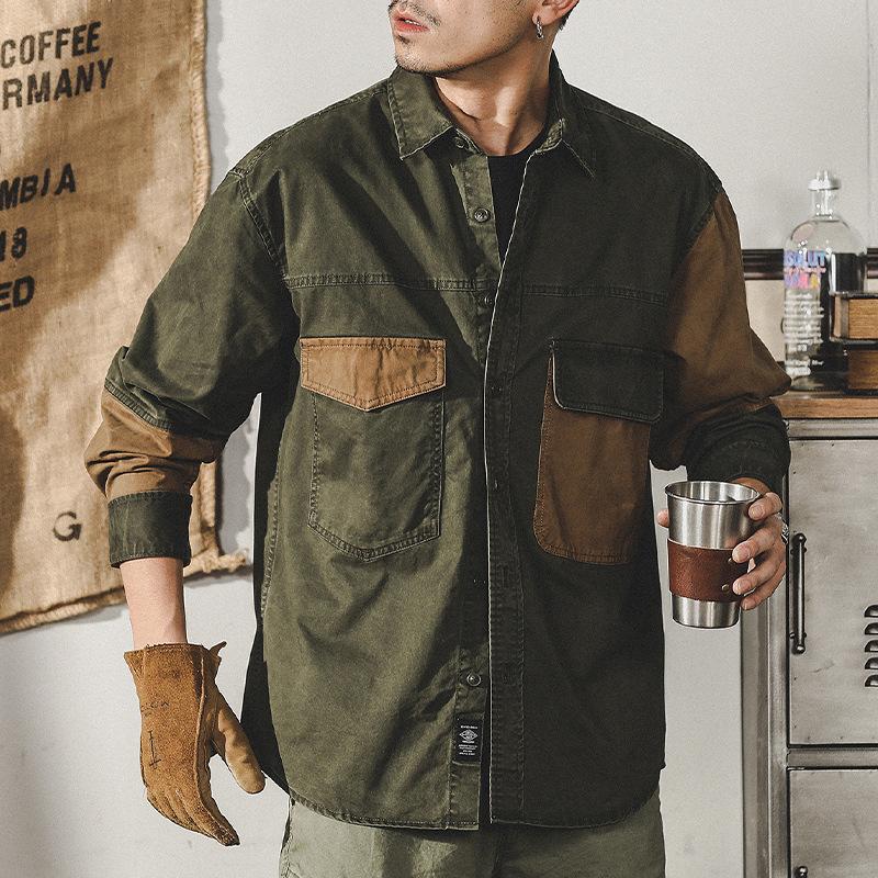 Jay Leno American Tooling Heavy Retro Long Sleeve Shirt Men'S Loose Trend Brand Tough Guy Hunting Jacket