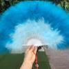 Folding Fluffy Feather Fan Sweet Fairy Lolita Girl Dark Gothic Court Dance Hand Fan Art Crafts Dance Props Wedding Party Decor
