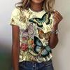 Women 3d Butterfly Print T-Shirt O-Neck Casual Ladies Vintage Female Floral Top Harajuku Short Sleeve Fashion Summer Clothing