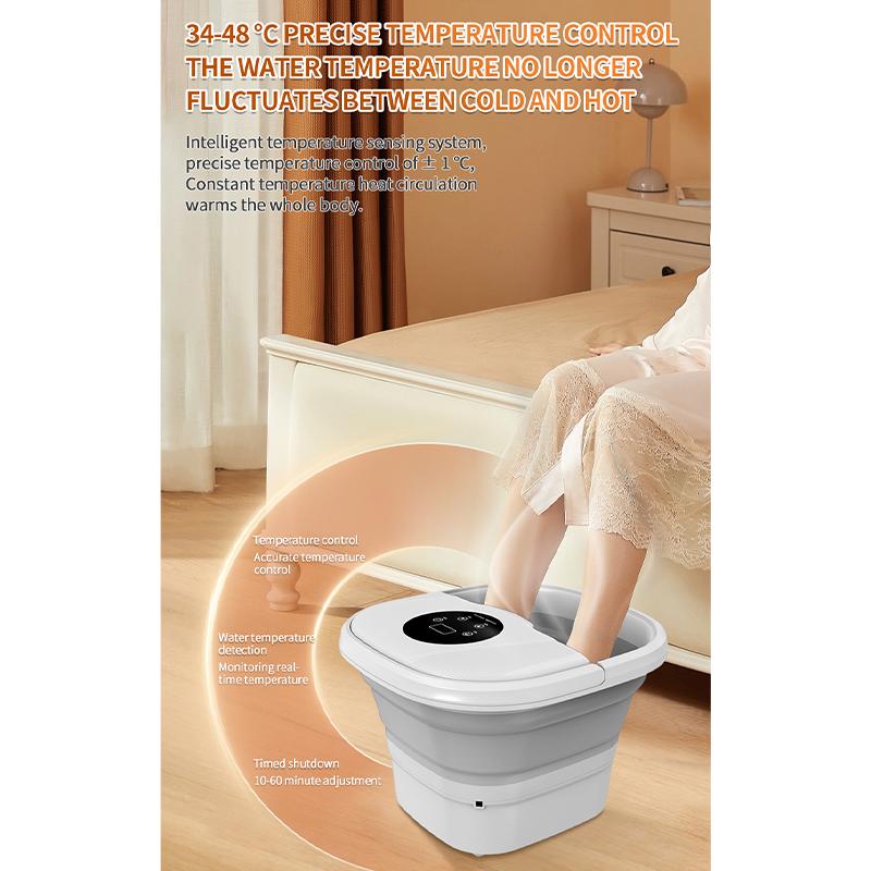 Складная автоматическая гидромассажная ванна для ног с тепловой вибрацией, ванна для ног с красным светом и массажными роликами для расслабления и снятия стресса