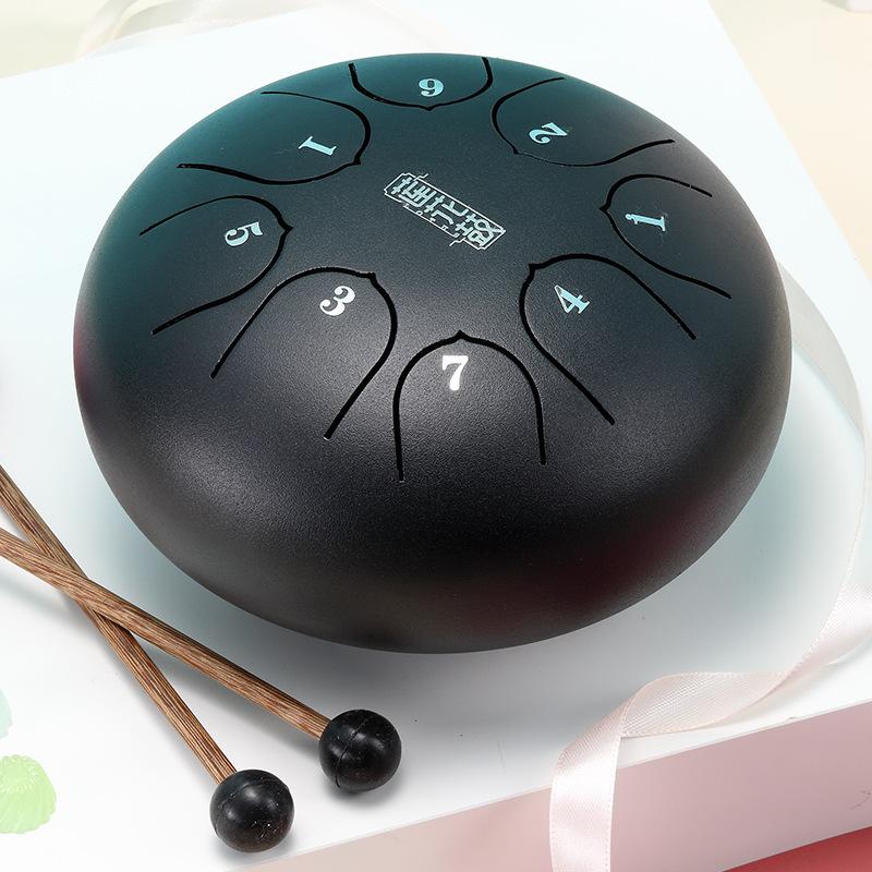 Hluru Glucophone Steel Tongue Drum 6 Inch 8 Notes Key D5 Ethereal Drum Tone Drum Percussion Children Musical Instrument