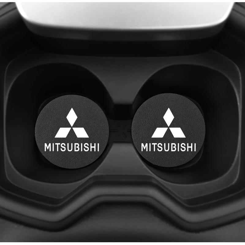 2Pcs Car Logo Silicone Water Cup Pad Cushion For Mitsubishi Lancer Ralliart ASX Mirage Pajero Xpander Attrage L200 Eclipse Cross