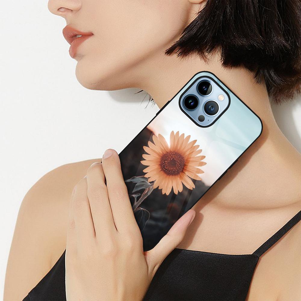 Чехол для телефона с цветами подсолнуха и цветочным рисунком для Iphone 14 13 11 12 Pro Max Mini Xs Xr X 7 8 6s Plus Se 2022, чехол из закаленного стекла