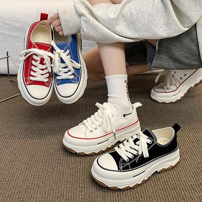 Модная парусиновая обувь для женщин с перекрещенным подъемом, осенне-зимняя обувь на платформе, модная обувь с низким верхом на толстой подошве, повседневная обувь для скейтборда 2025