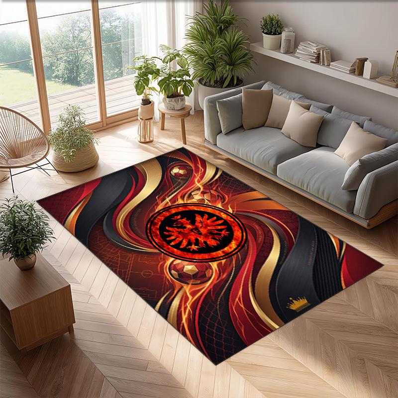 Eintracht Frankfurt Football Print Crystal Velvet Rug, Comfortable Water Absorbent Non Slip Indoor Floor Carpet