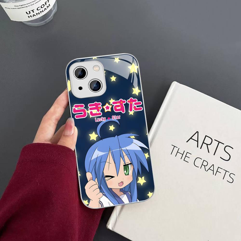 K-Konata Izumi Счастливая S-Звезда Закаленное Стекло Для Iphone 14 13 12 11 Pro Mini XS MAX 14Plus X XS XR Чехол
