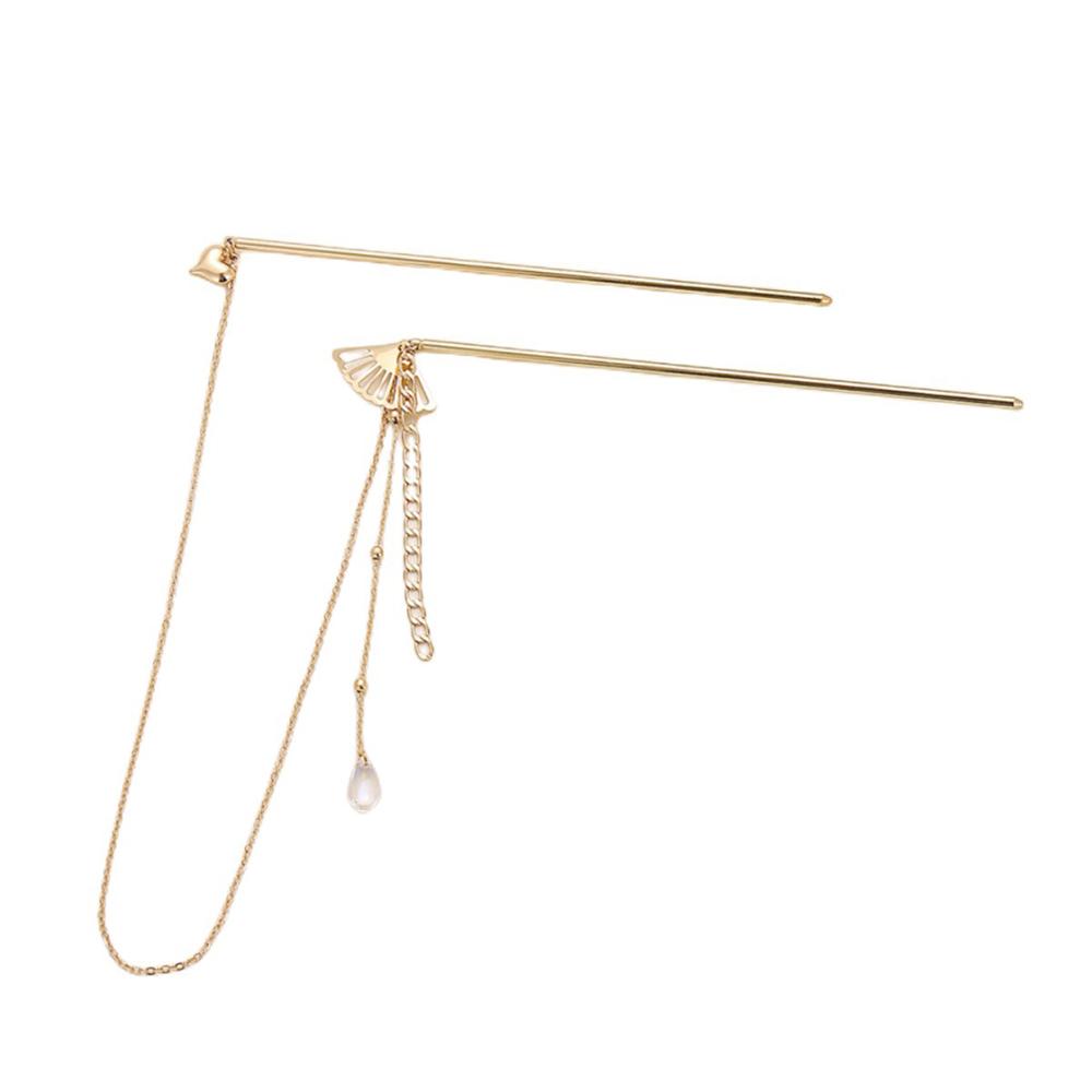 Головной убор Ханфу в древнем стиле Длинная кисточка на цепочке Сделай сам Двойная заколка для волос Две вилки для волос Палочка для волос в китайском стиле Палочки для волос