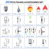 263pcs/Set Fishing Accessories Set with Tackle Box Including Plier Jig Hooks Sinker Weight Swivels Snaps Sinker Slides