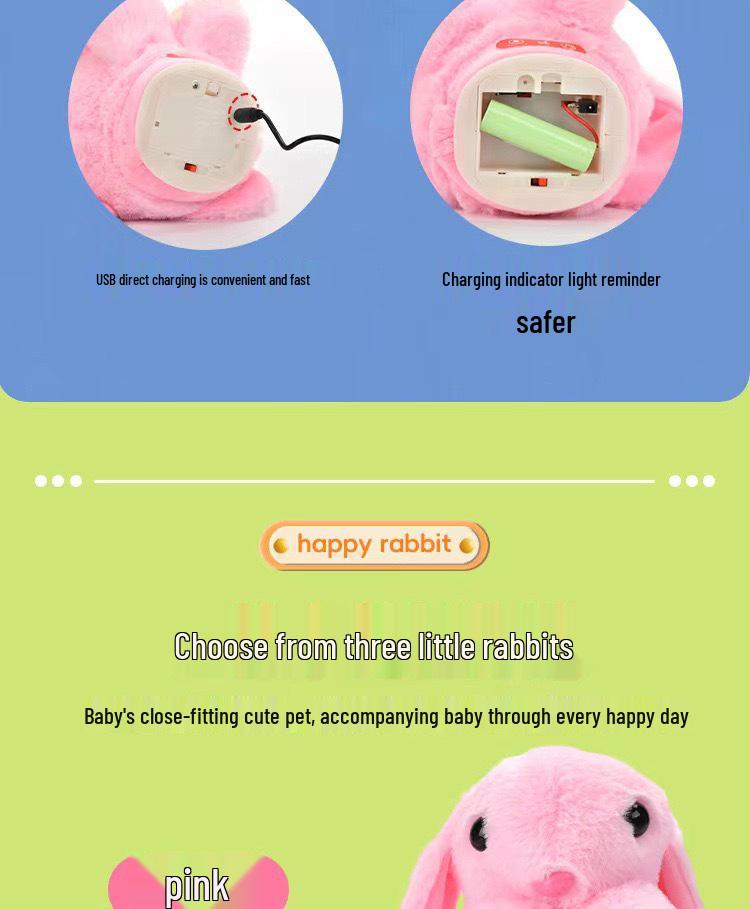 Electric Singing and Dancing Rabbit - Baby Soothing Toy with Recording and Speaking Functions