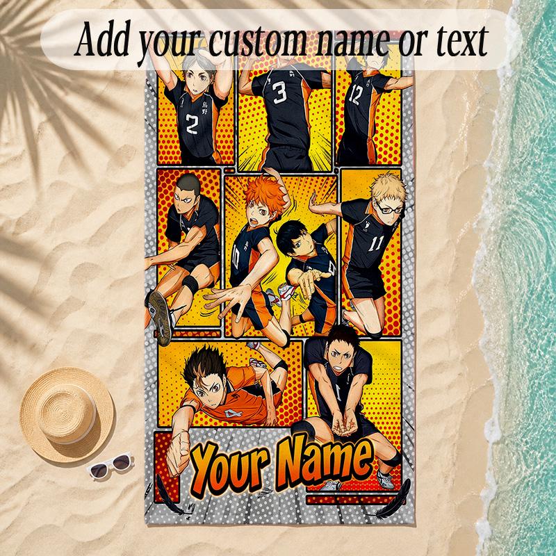Beach TowelHaikyuu Custom Name Text Personalized Soft Towel for Beach Pool Indoor Home Decor Gift