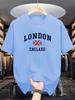 Men's Summer Cotton Fashionable Casual Loose Plus Size London England Printed Sports Round Neck Short Sleeved T-shirt Top